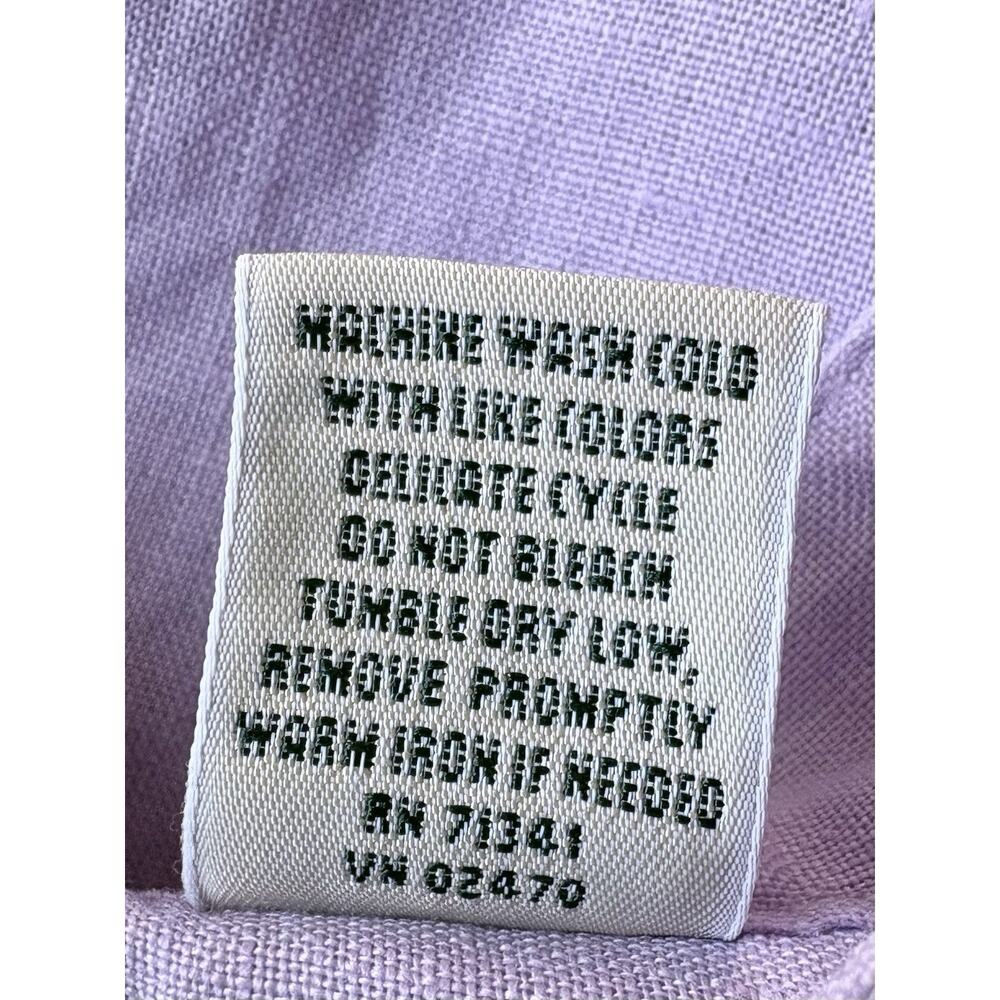 LL Bean Purple Linen Tunic Top Collarless Button Front Pintuck Pleats XL - Picture 10 of 15